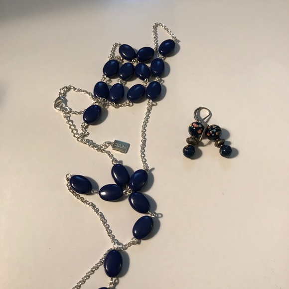 Vintage Chaps silver tone & blue stone  #117 - Picture 2 of 5